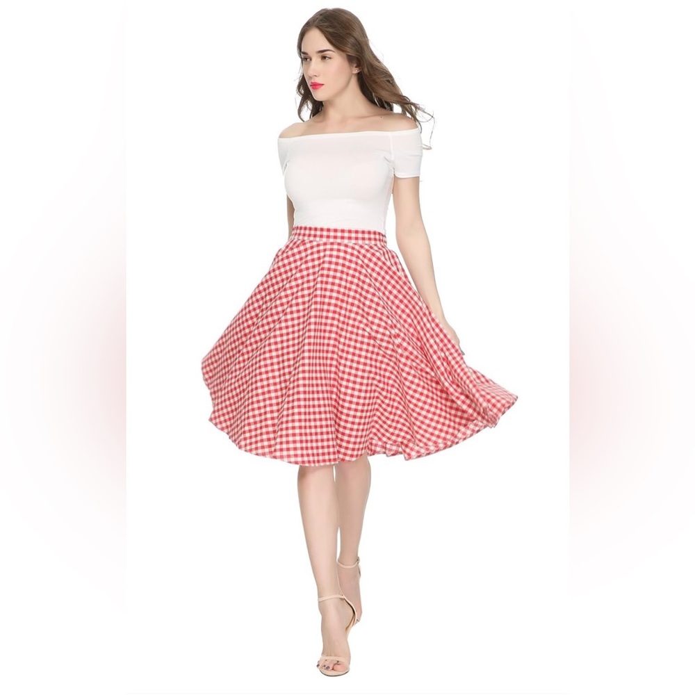 Maggie Tang 1950s Vintage Retro Polka Dots Swing Rockabilly Casual Party Skirt